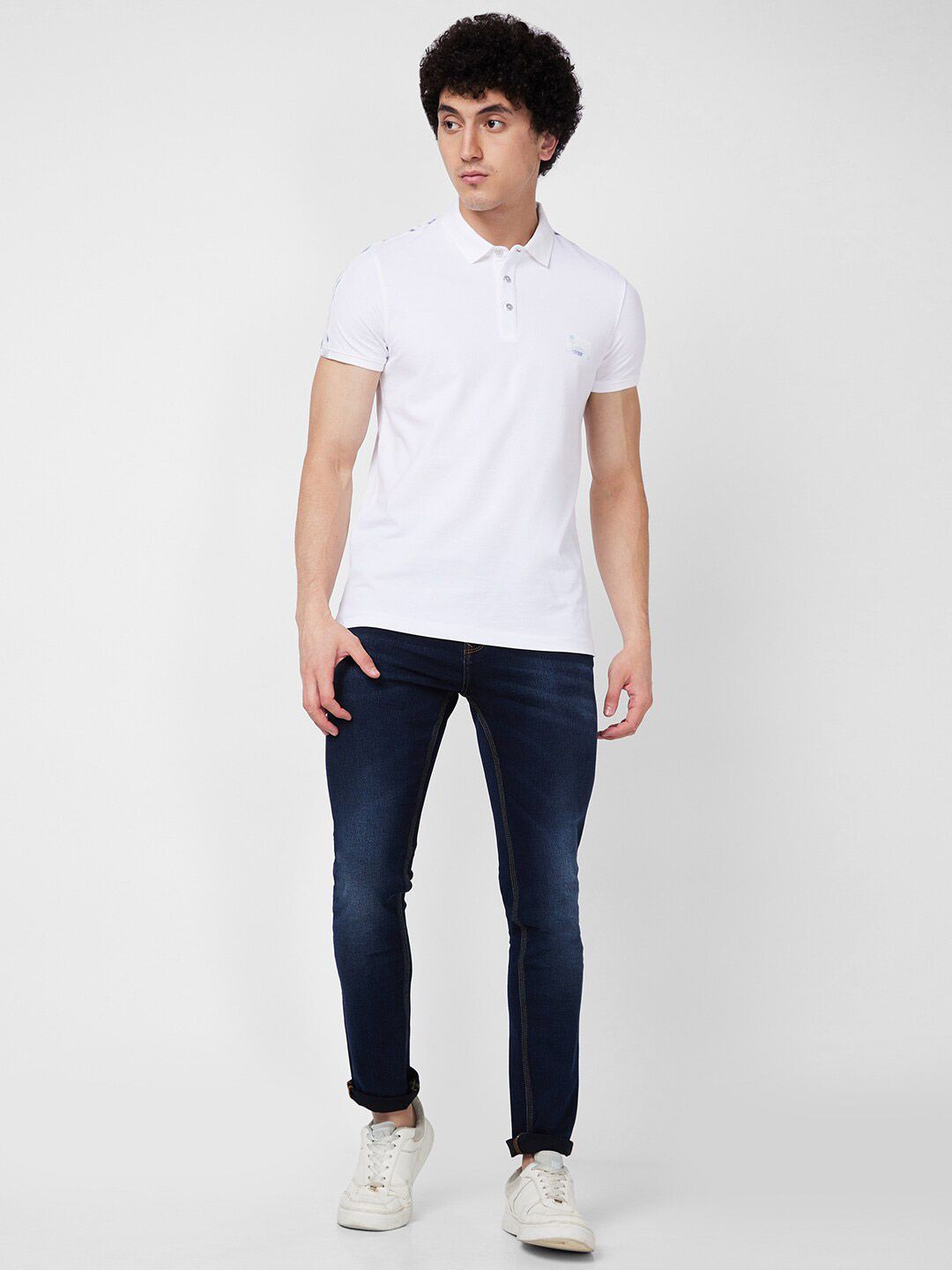 SPYKAR Polo Collar Short Sleeves Slim Fit Cotton T-shirt