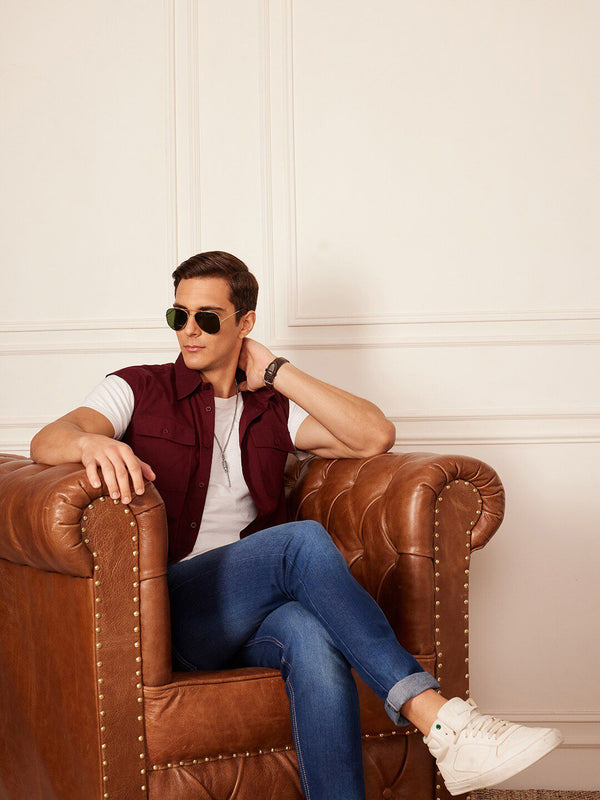 DENNISON Smart Sleeveless Cotton Casual Shirt