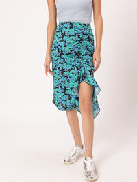 DressBerry Floral Ruched Straight Skirt