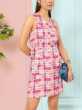 DressBerry Checkered Dreams Tie-Ups Pocket Detail Mini Dress