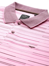 Park Avenue Men Striped Polo Collar Slim Fit T-shirt