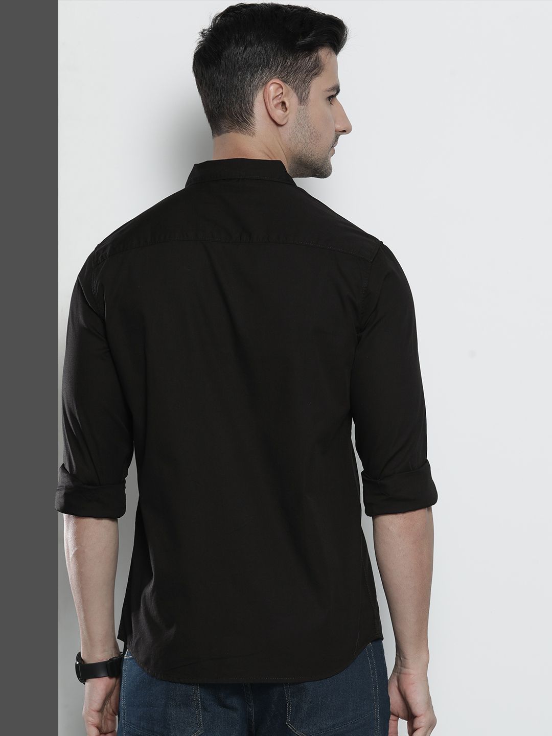 The Indian Garage Co Men Black Comfort Cotton Casual Shirt