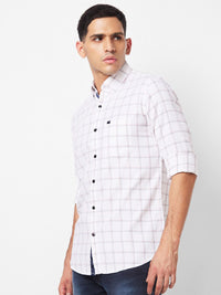 SPYKAR Slim Fit Windowpane Checks Opaque Cotton Casual Shirt