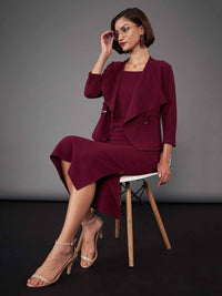 SASSAFRAS worklyf Shoulder Straps Sheath Midi Dress With Crop Shrug