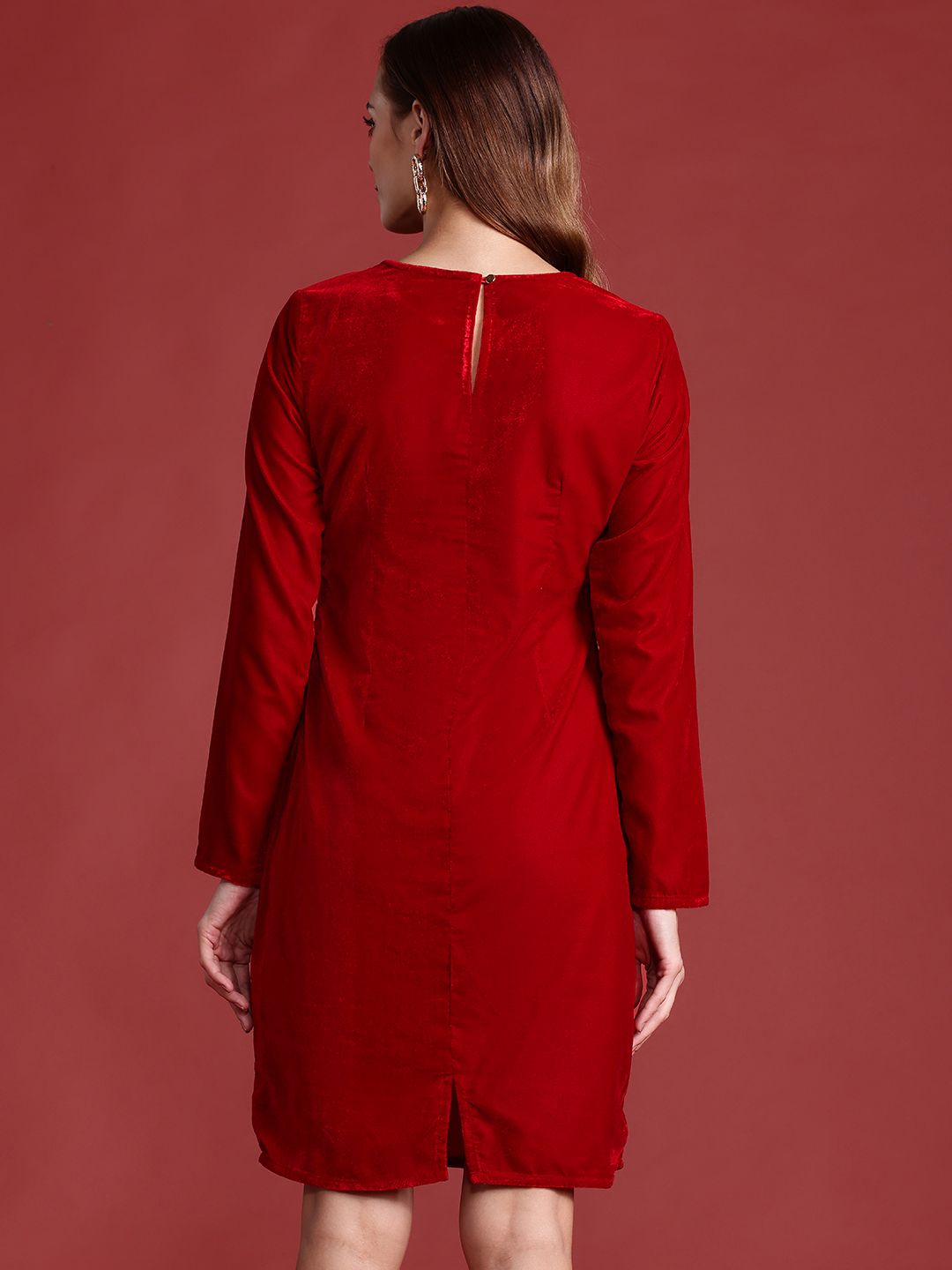 all about you Velvet Finish Sheath Dress