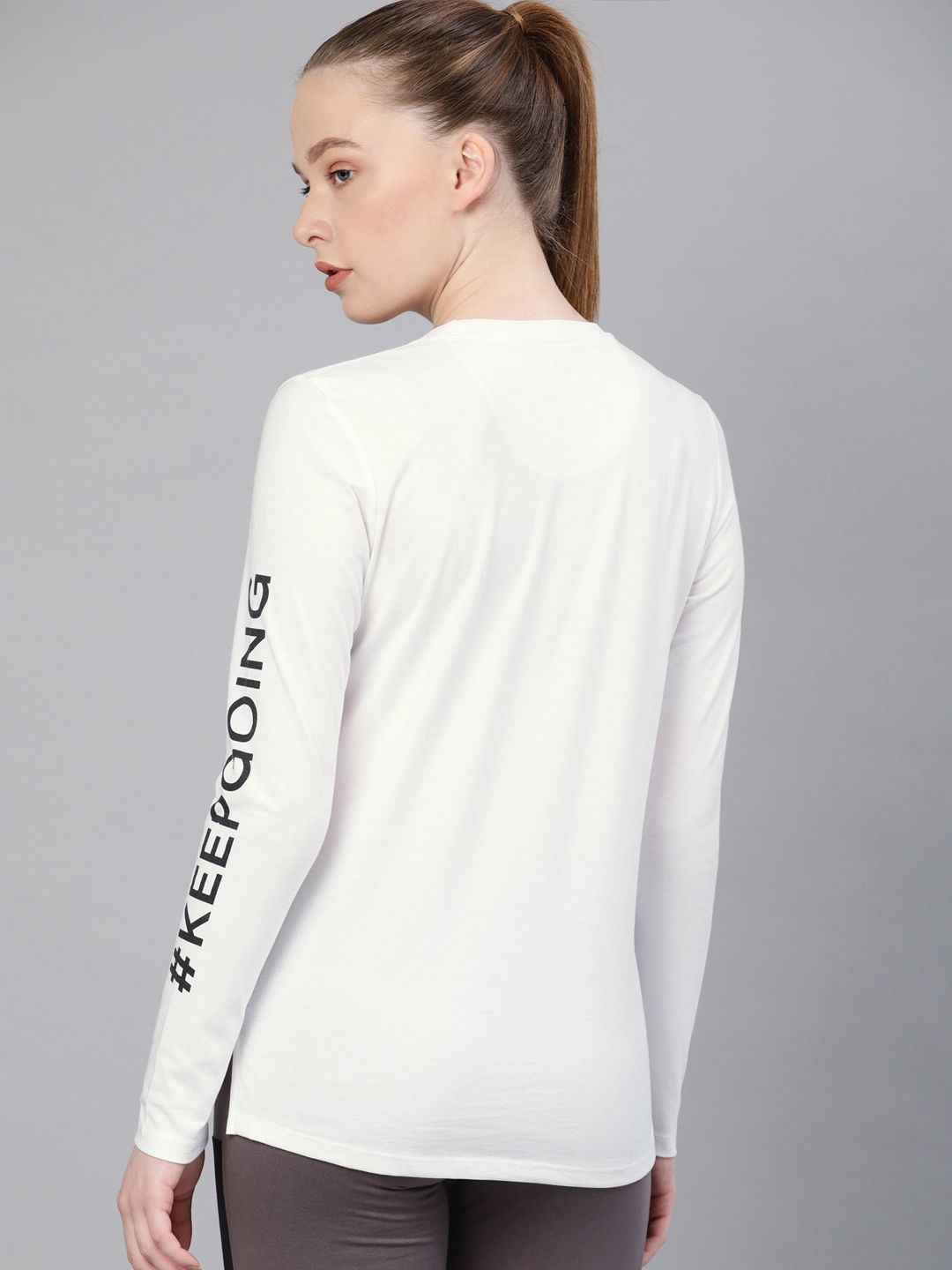 HRX by Hrithik Roshan Women White Solid Round Neck T-shirt