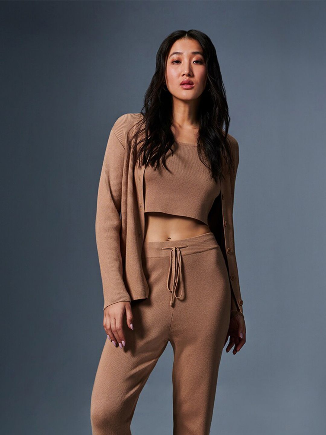 AND Sleeveless Crop Top With Trousers & Jacket