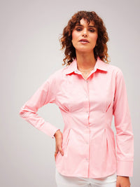 SASSAFRAS Pink Slim Fit Opaque Casual Pleated Pure Cotton Shirt