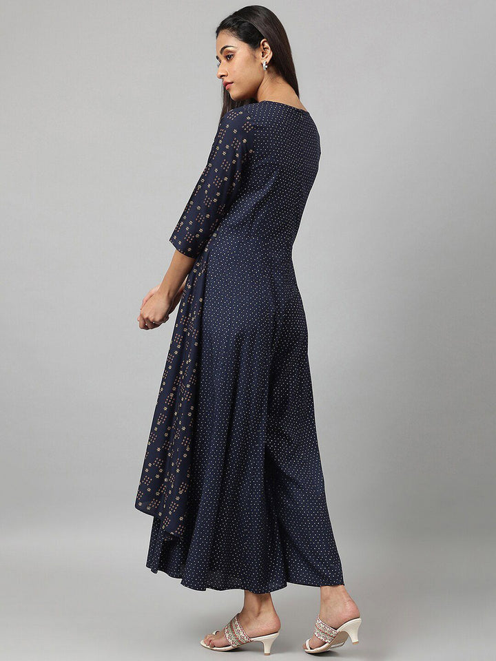 W Women Navy Blue Heavy Festive Gilet Kimono Jumpsuit