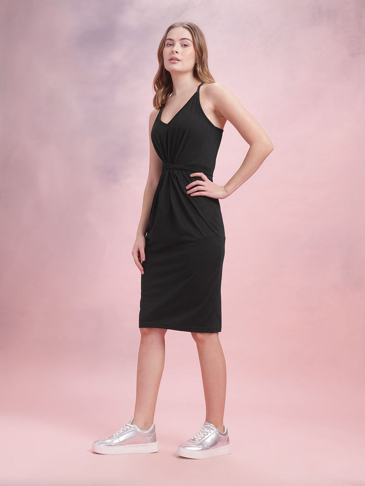 DressBerry Belted A-Line Dress with Twisted Detail