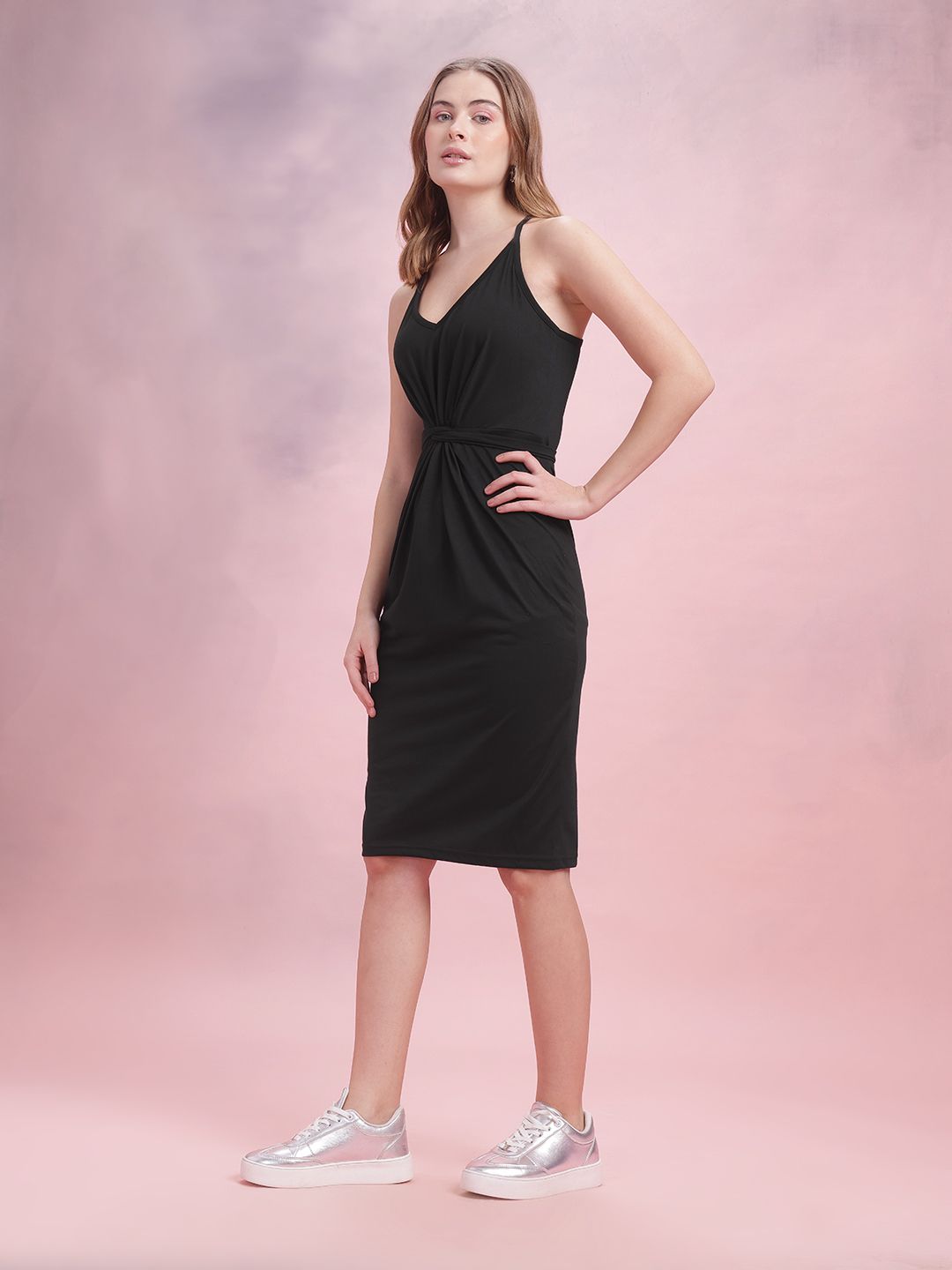 DressBerry Belted A-Line Dress with Twisted Detail