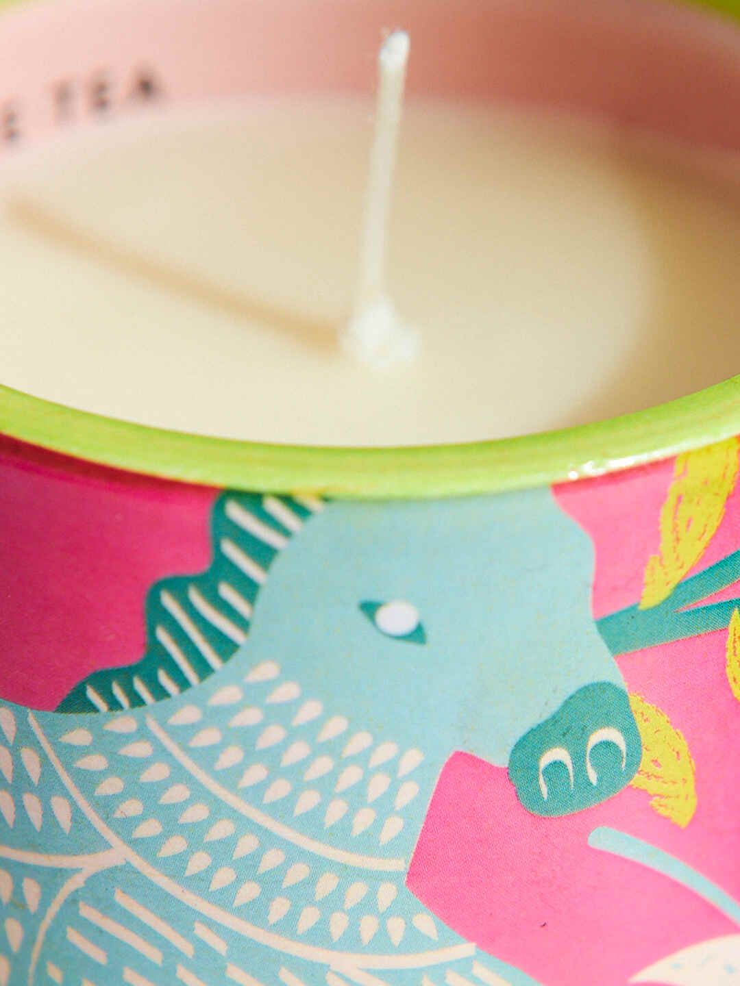 Chumbak Blue & Pink Small Ceramic White Lily Scented Jar Candle