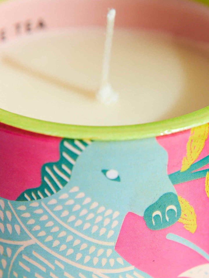 Chumbak Blue & Pink Small Ceramic White Lily Scented Jar Candle