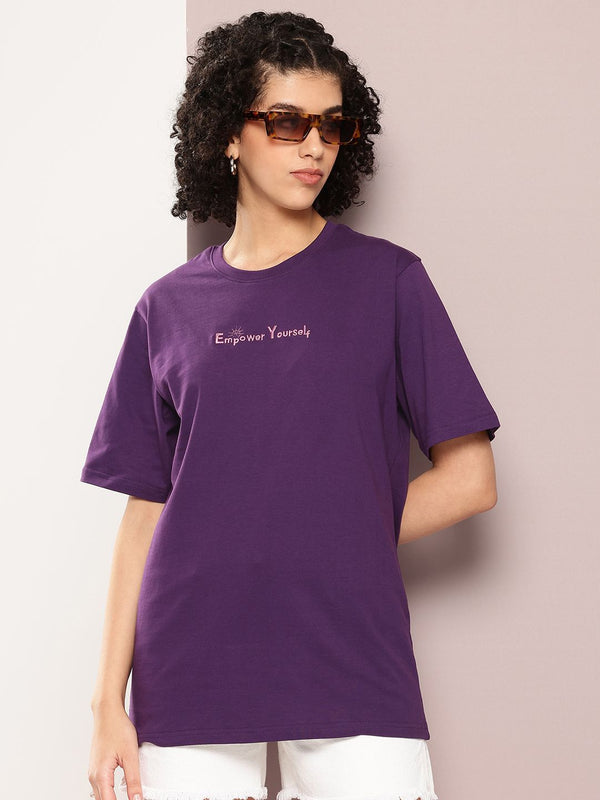 DILLINGER Women Typography Printed Pure Cotton Oversized T-shirt