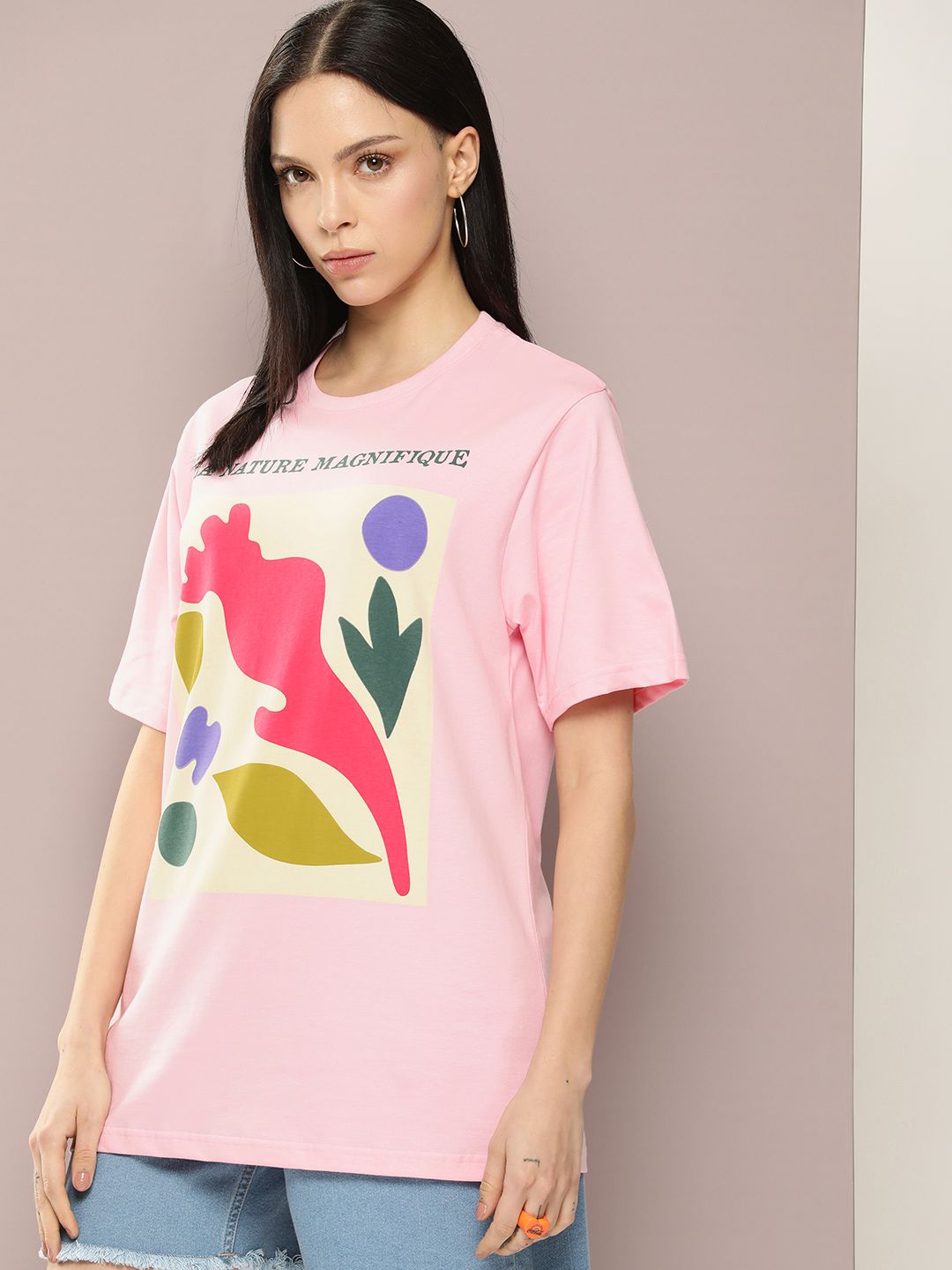 DILLINGER Graphic Printed Oversized Drop-Shoulder Sleeves Pure Cotton T-shirt