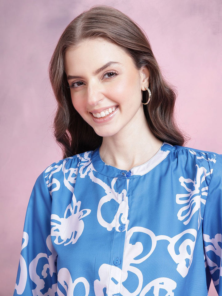 DressBerry Floral Printed Shirt-Style Top
