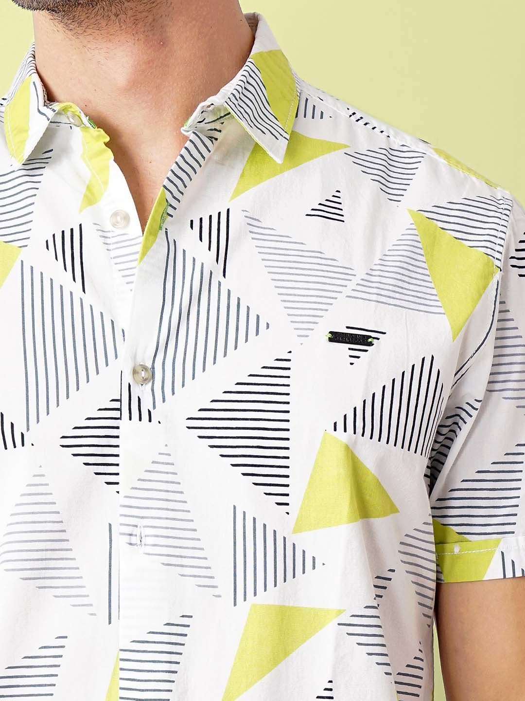 The Indian Garage Co Men Slim Fit Geometric Printed Resortwear Shirt