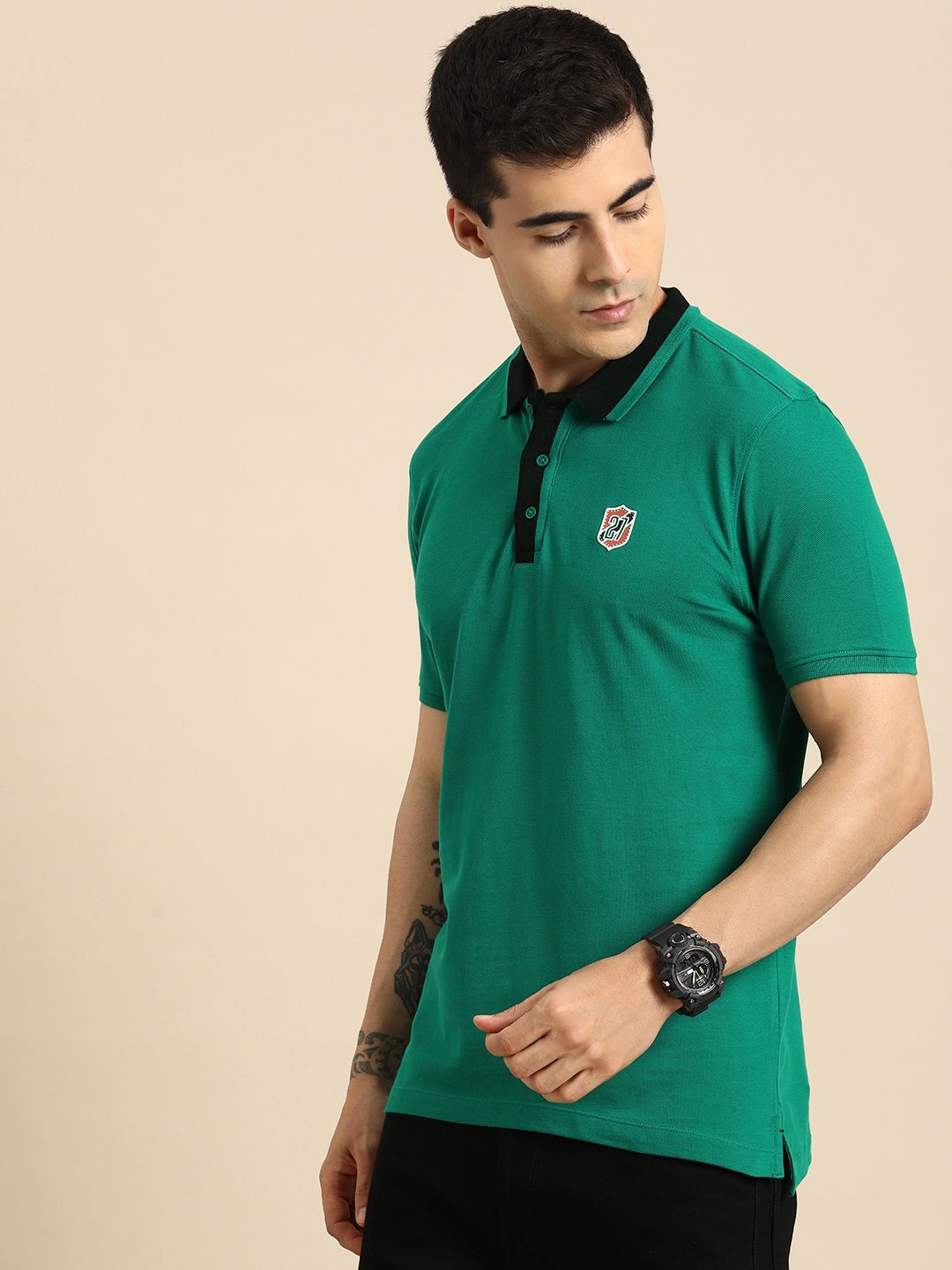 Menjadi T-Shirt Kapas Polo Lelaki Manusia
