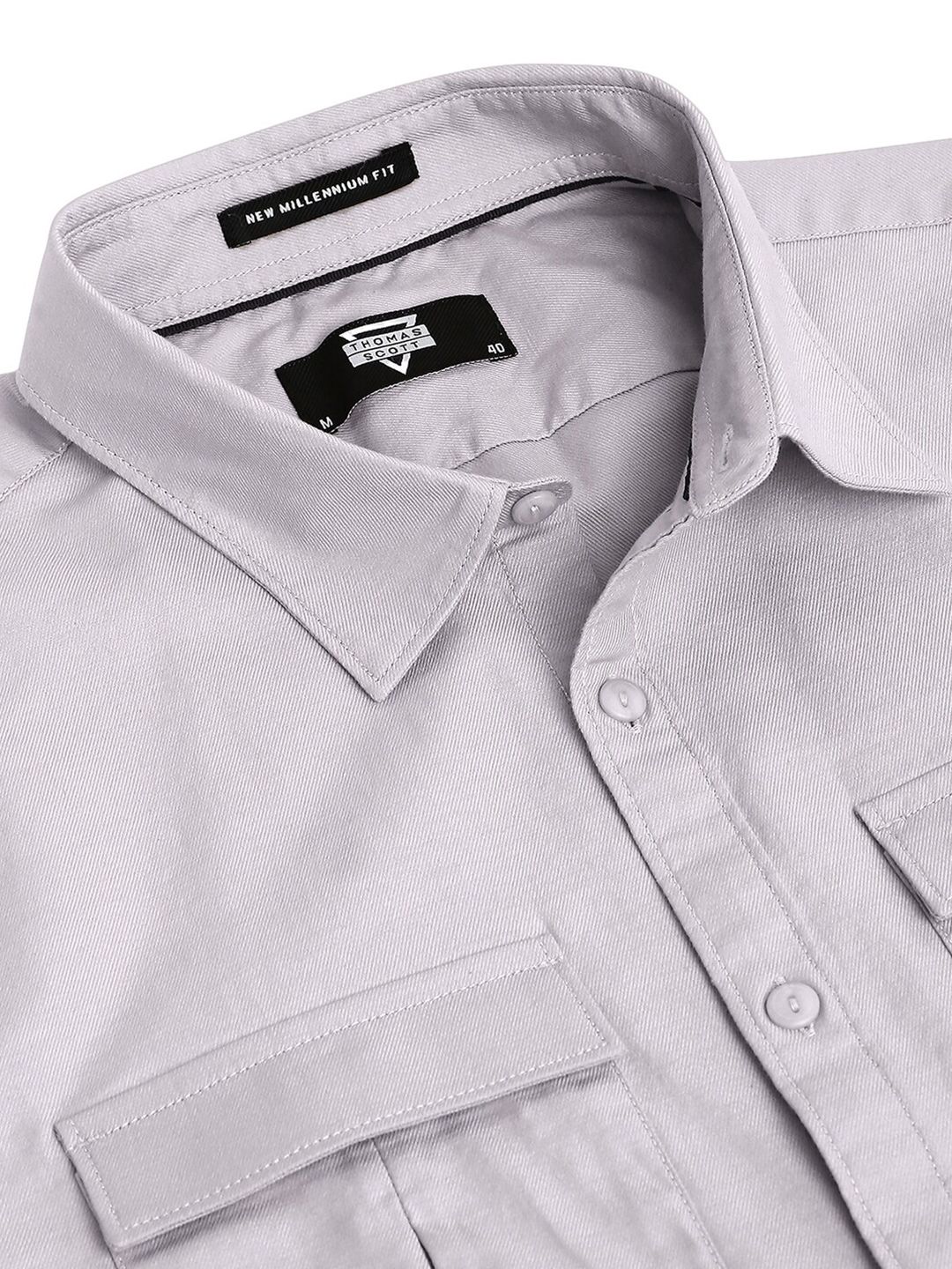 Thomas Scott Cotton Twill Classic Slim Fit Opaque Casual Shirt