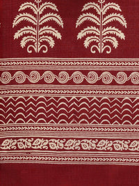 KALINI Maroon & Cream-Coloured Khadi Silk Kalamkari Saree