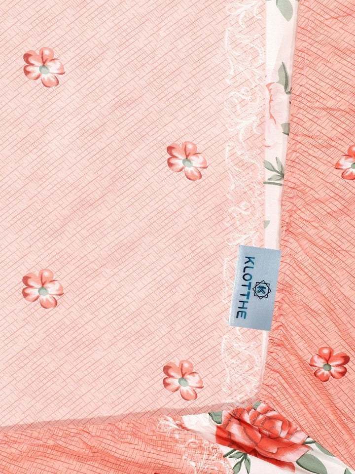 Moda Rapido X KLOTTHE Multicoloured & Pink Floral 300 TC Single Bedsheet with 1 Pillow Covers