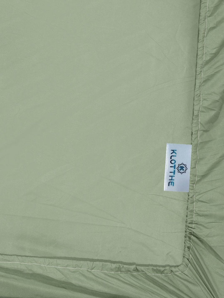 KLOTTHE Green Cotton 300 TC Fitted Single Fine Bedsheet with a Pillow Cover-89 x 59 inches