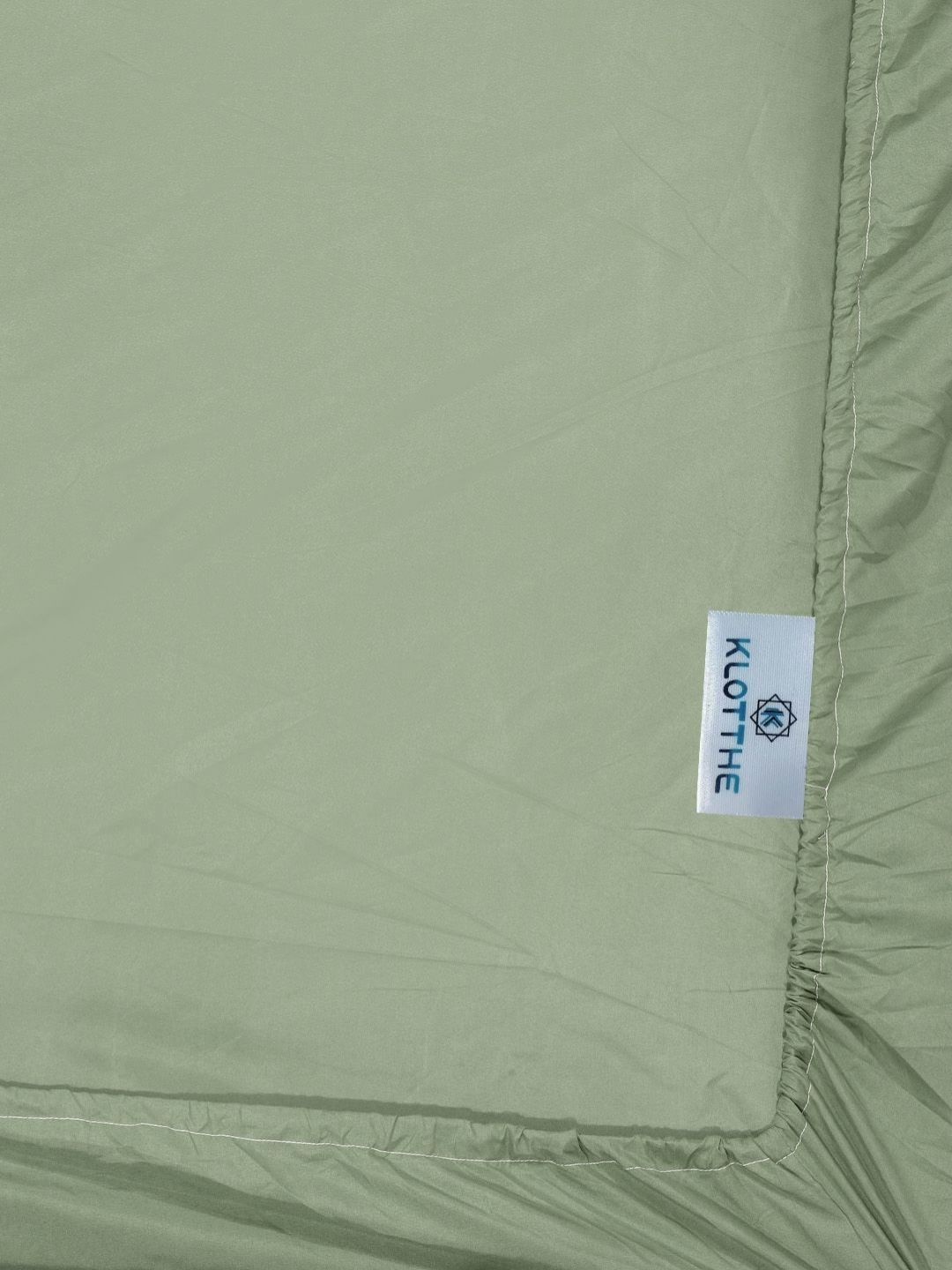 KLOTTHE Green Cotton 300 TC Fitted Single Fine Bedsheet with a Pillow Cover-89 x 59 inches