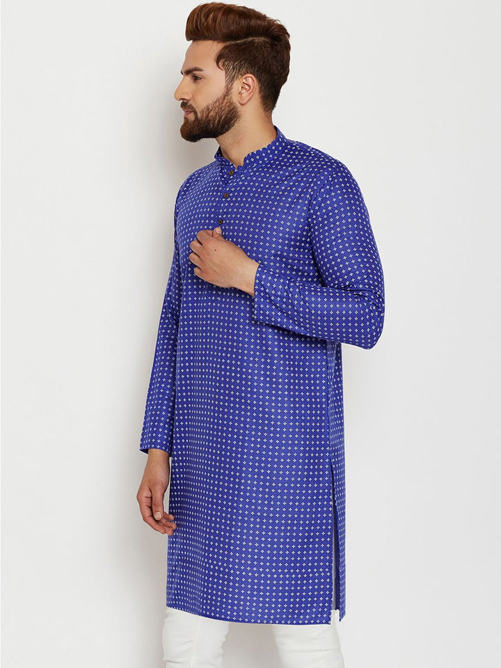 SOJANYA Kurta Lurus Bercetak Biru & Putih