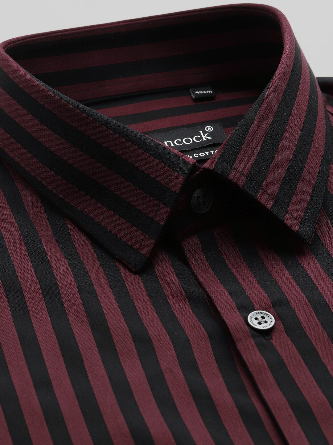 Hancock Modern Slim Fit Vertical Striped Spread Collar Pure Cotton Formal Shirt