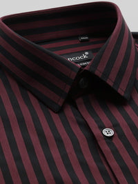 Hancock Modern Slim Fit Vertical Striped Spread Collar Pure Cotton Formal Shirt