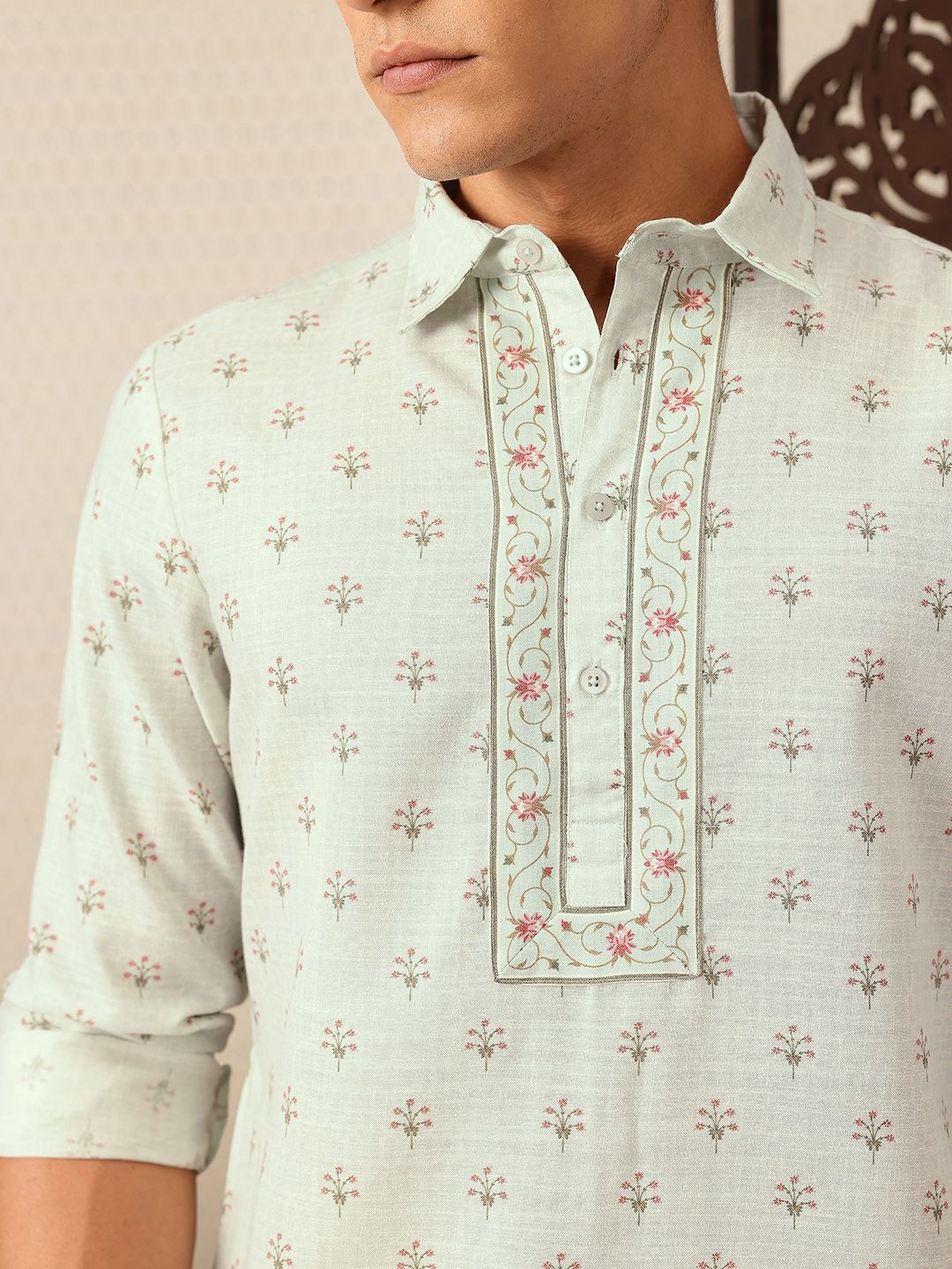 House of Pataudi Floral Printed Rozana Kurta