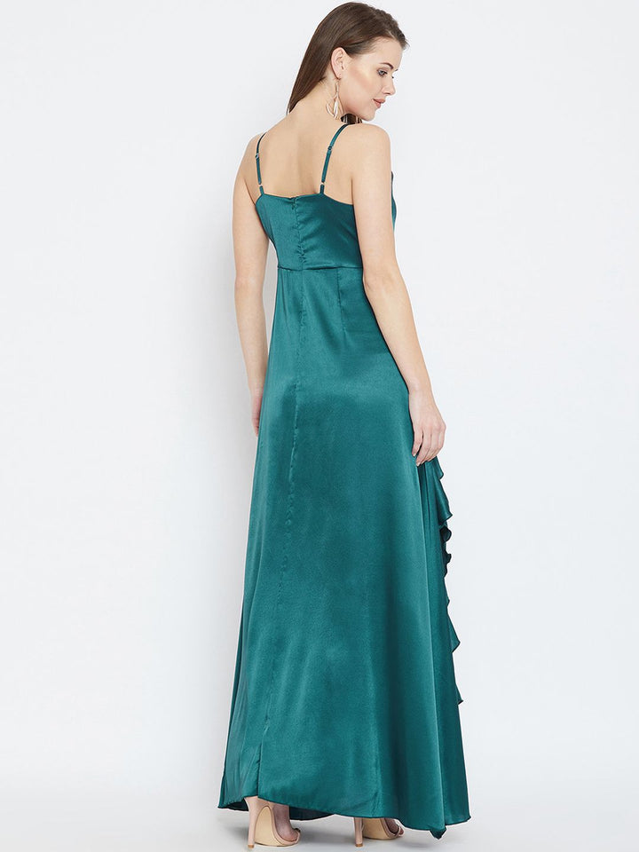 Berrylush Women Teal Blue Solid Maxi Dress