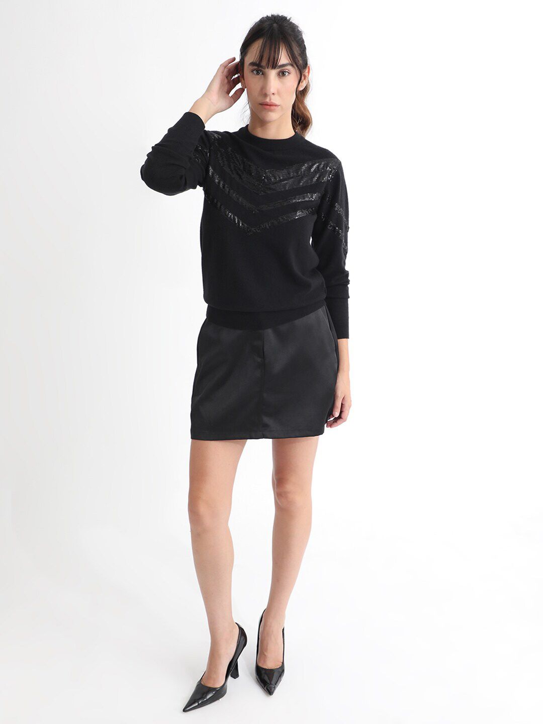 RAREISM Embellished Sequined Pullover Sweater