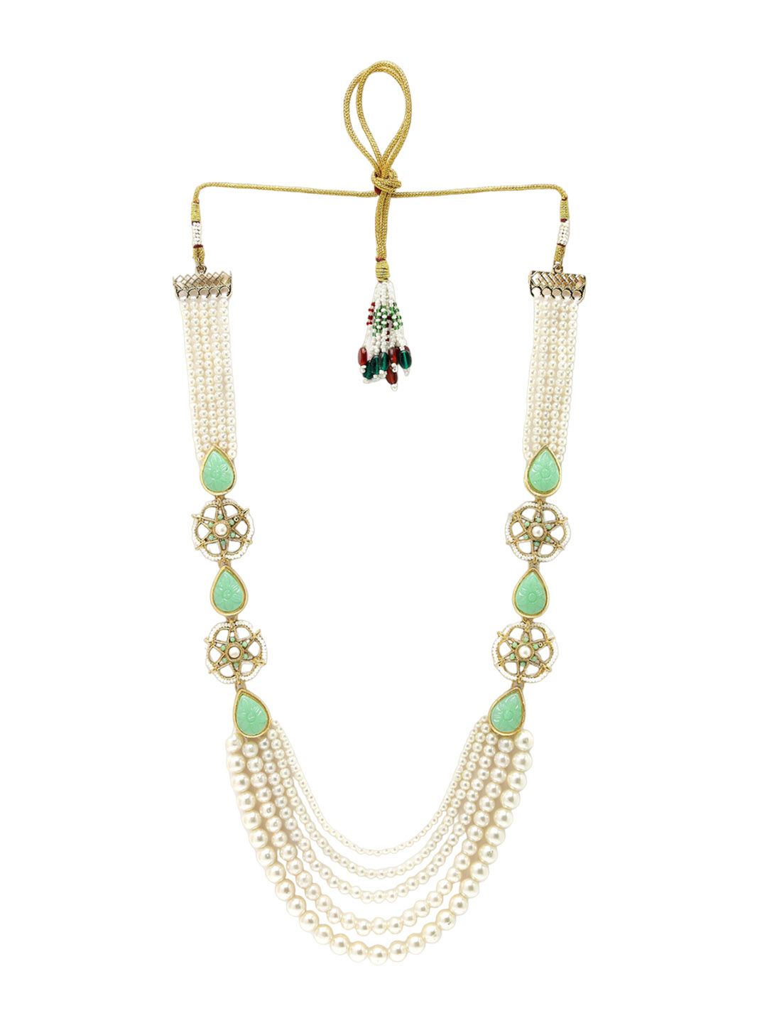 KARATCART Gold-Plated Beaded Kundan-Studded Jewellery Set
