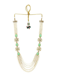 KARATCART Gold-Plated Beaded Kundan-Studded Jewellery Set