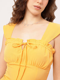 DressBerry Vibrant Vibes Ruffle Detail Tie-Up Sheath Dress