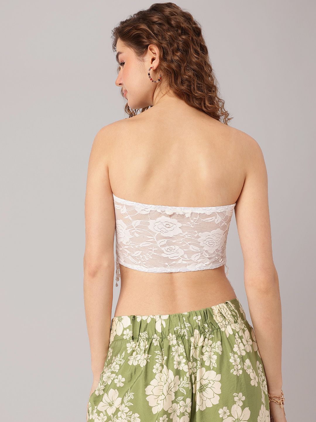 DressBerry Coachella Dream Lace Fringed Tube Crop Top