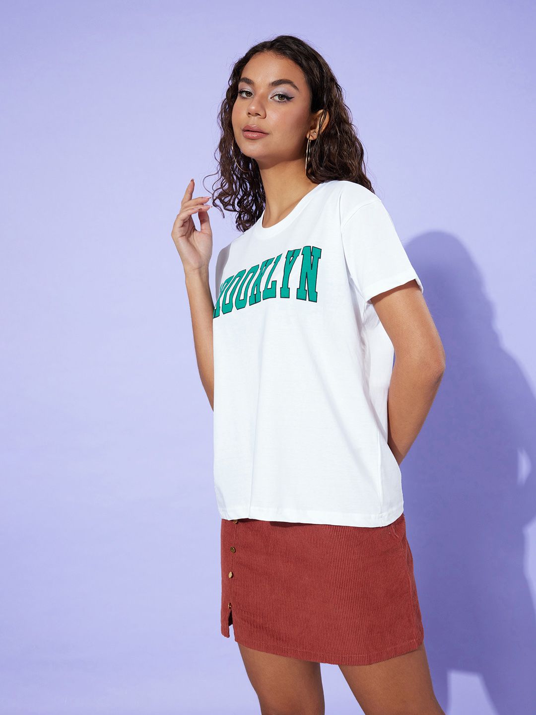 DILLINGER Women Typography Printed Pure Cotton Boxy T-shirt
