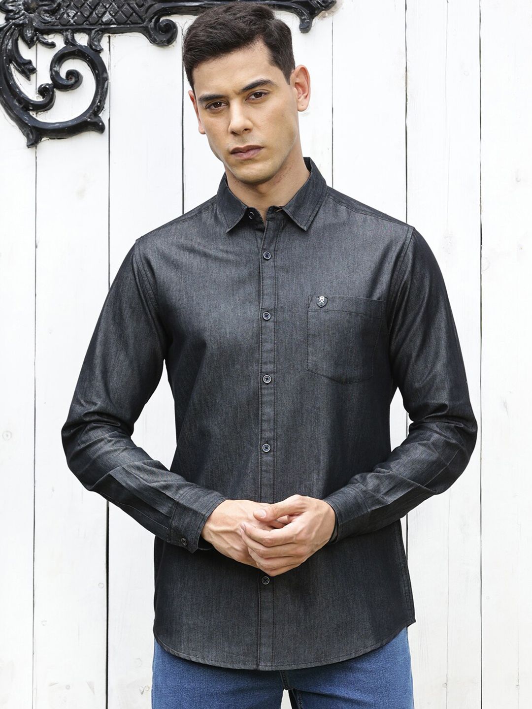 Thomas Scott Men Solid Cotton Smart Slim Fit Opaque Casual Shirt