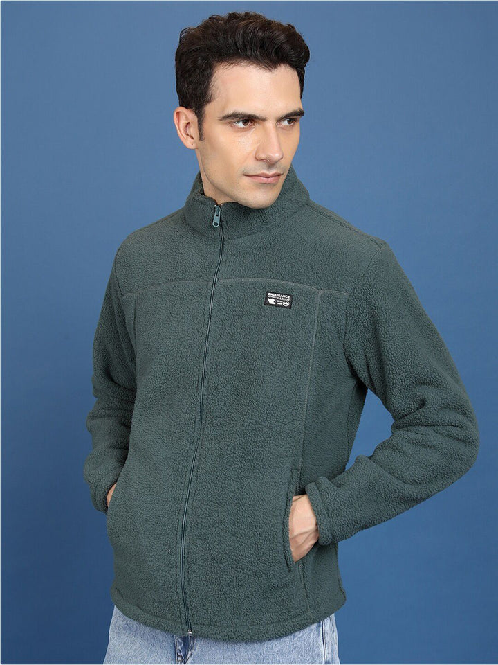 Highlander Mock Collar Front-Open Sweatshirt