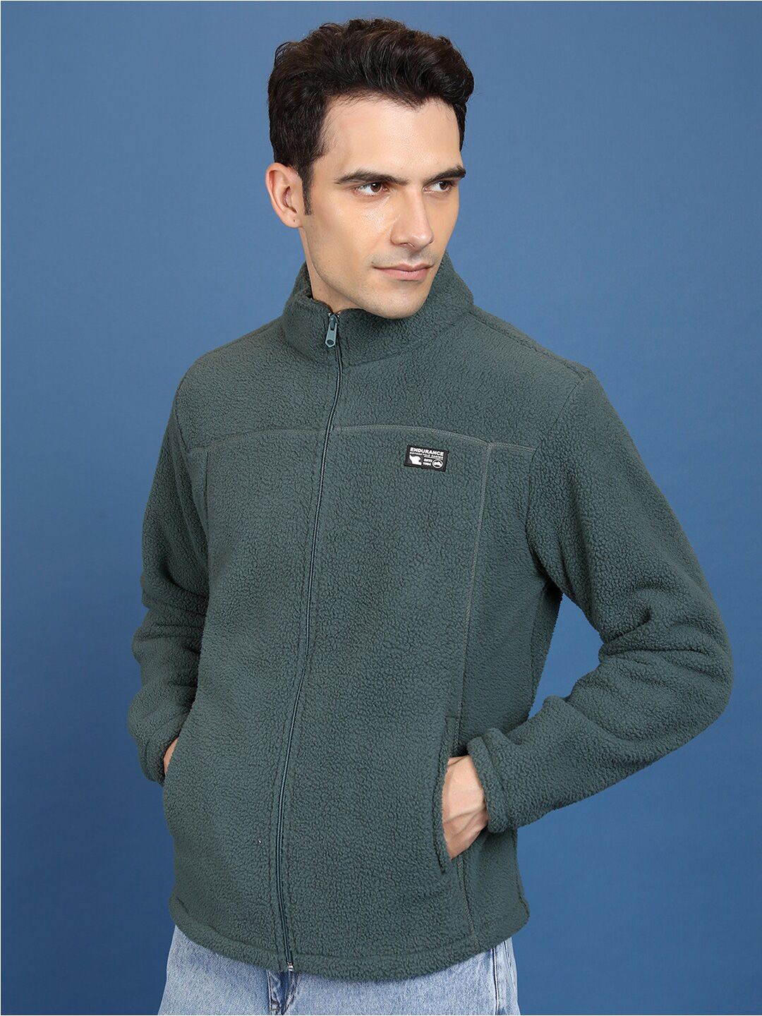 Highlander Mock Collar Front-Open Sweatshirt