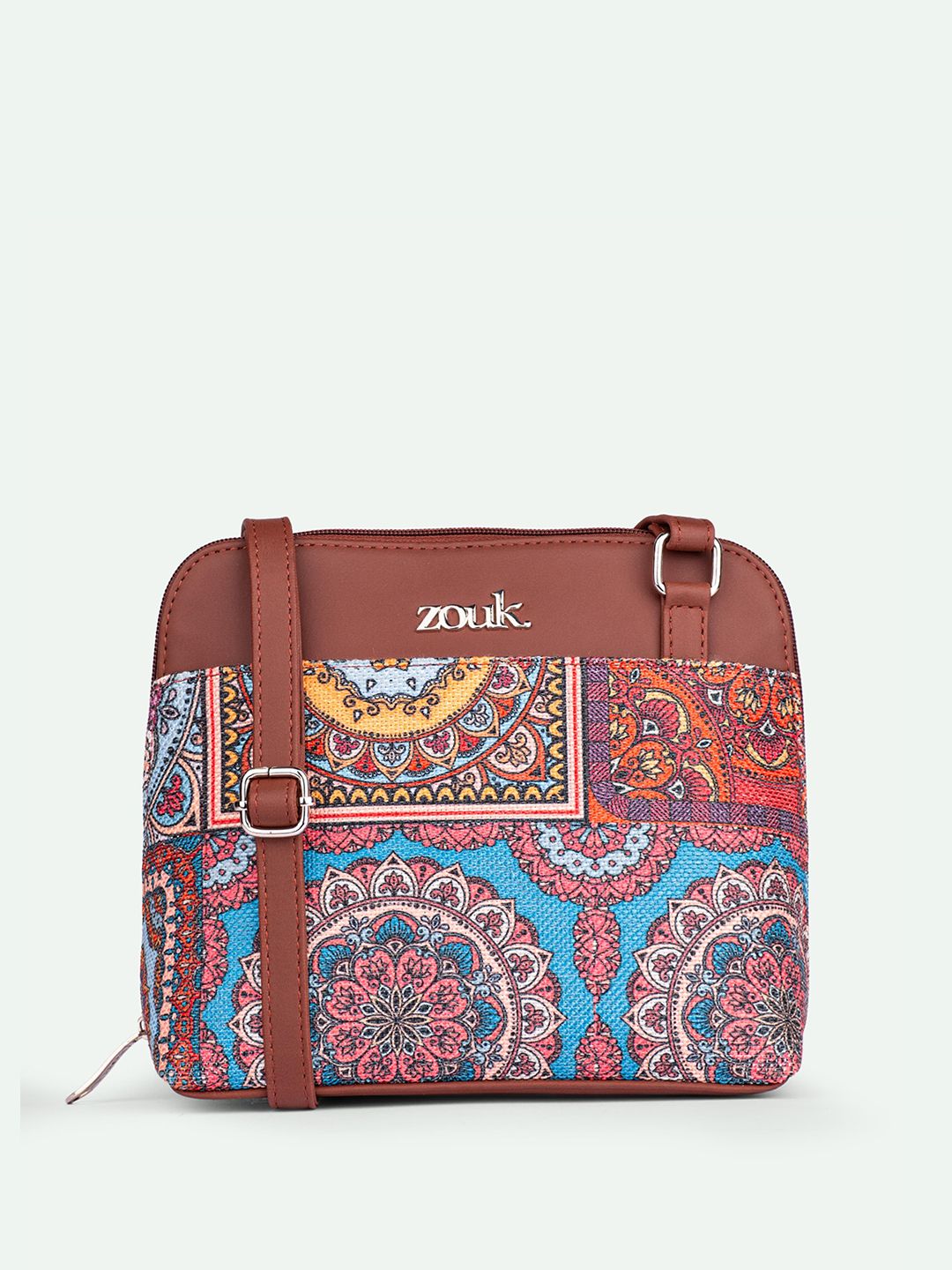 ZOUK Ethnic Motifs Printed Structured Sling Bag