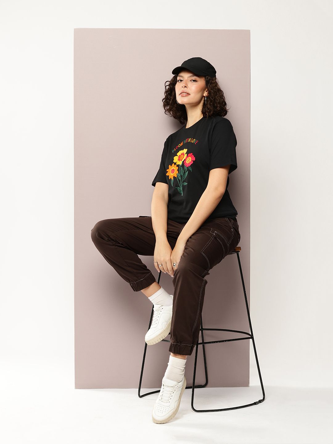 DILLINGER Women Oversized Embroidery Crew Neck Tshirt