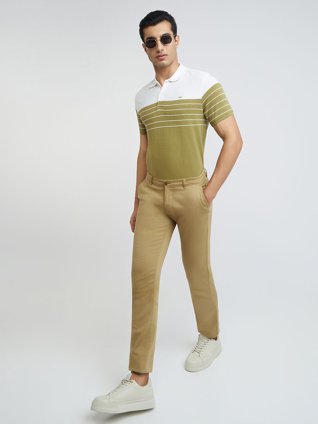 Park Avenue Men Colourblocked Polo Collar Slim Fit T-shirt