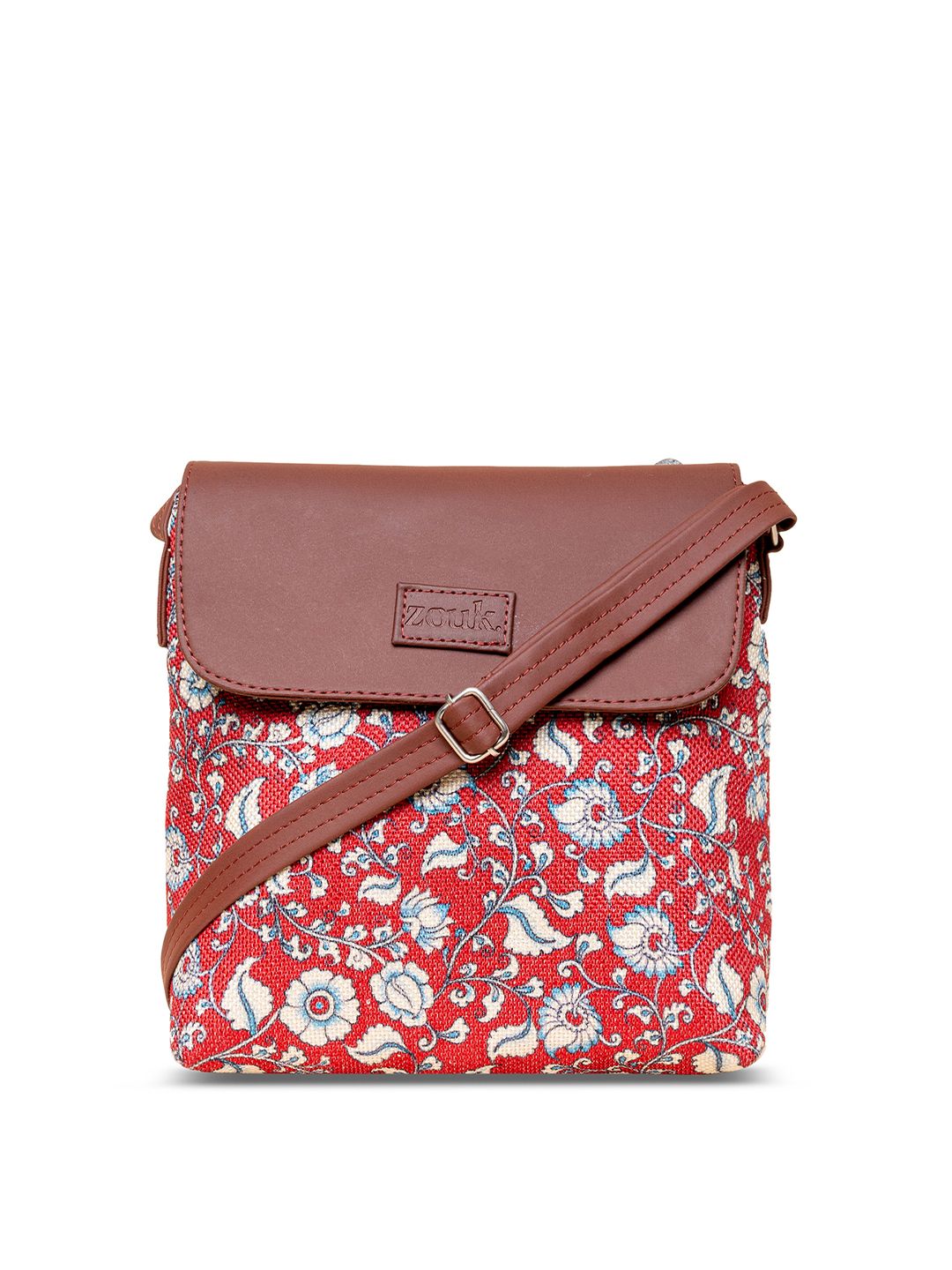 ZOUK Brown Ethnic Motifs Printed Shopper Sling Bag