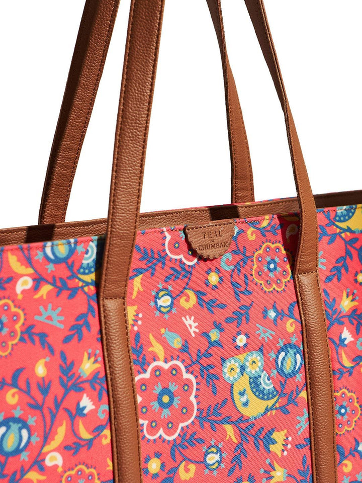 TEAL BY CHUMBAK Floral Printed Oversized Tote Bag