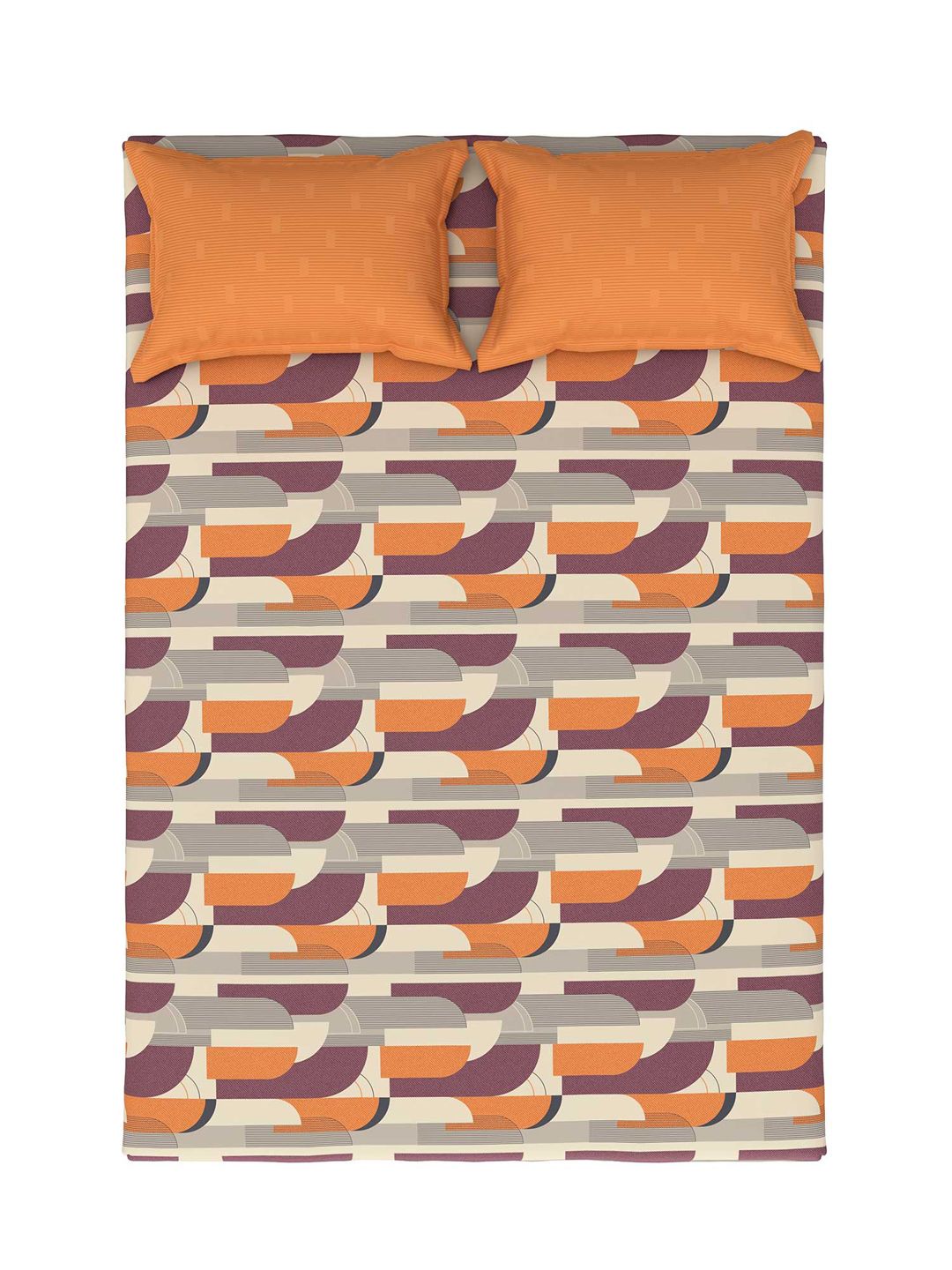TRIDENT Charleen Orange Flat 144TC Queen Cotton Bedsheet Set