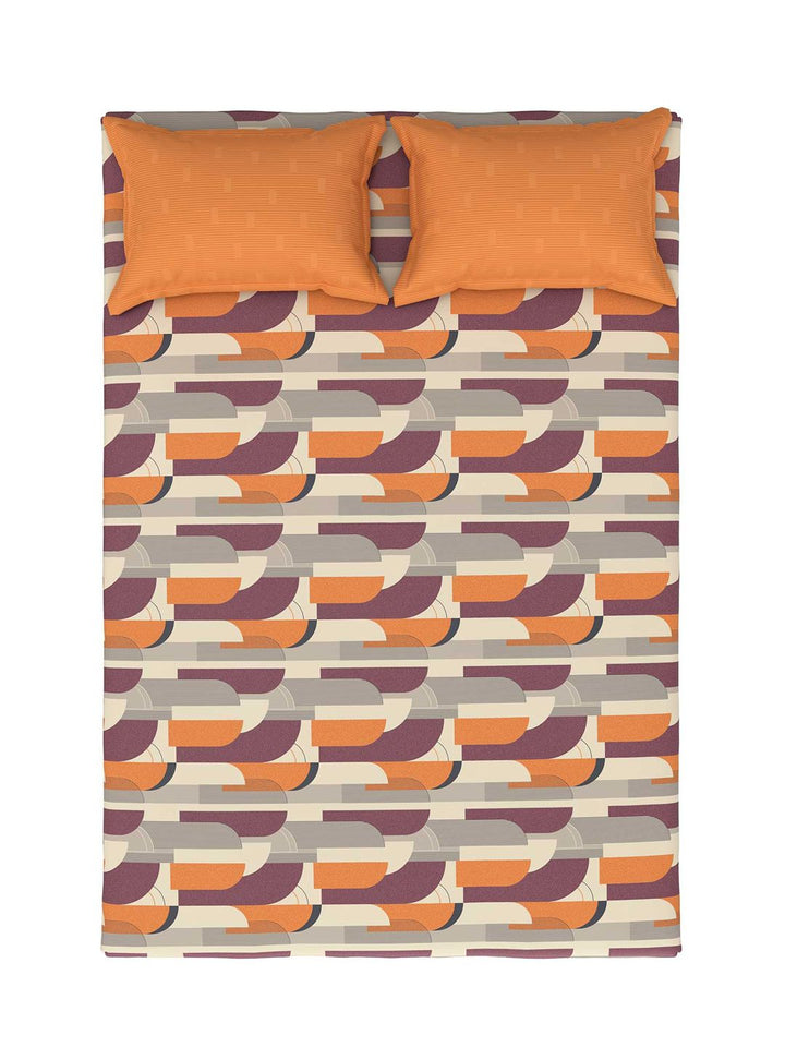 TRIDENT Charleen Orange Flat 144TC Queen Cotton Bedsheet Set