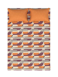 TRIDENT Charleen Orange Flat 144TC Queen Cotton Bedsheet Set