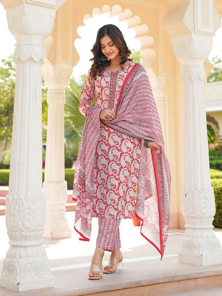 KALINI Women Paisley Printed Regular Kurta with Trousers & Dupatta